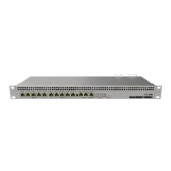Mikrotik Wired Ethernet Router RB1100x4, 1U Rackmount, Quad core 1.4GHz CPU, 1 GB RAM, 128 MB, 13xGigabit LAN, 1xSerial console port RS232, PCB Temperature and Voltage Monitor, IP20, RouterOS L6 | Wired Ethernet Router | RB1100AHx4 | No Wi-Fi | 10/100/100