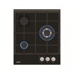 Simfer | Hob | H4.305.HGSSP | Gas on glass | Number of burners/cooking zones 3 | Rotary knobs | Black