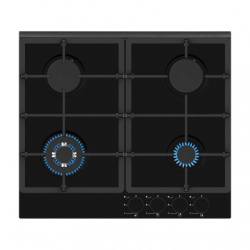 Simfer | Hob | H6 401 TGRSP | Gas on glass | Number of burners/cooking zones 4 | Rotary knobs | Black