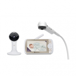 Motorola | Full HD Wi-Fi Video Baby Monitor with Crib Mount | VM65X CONNECT 5.0" | 5.0" LCD colour display with 480 x 272 resolution; Lullabies; Room temperature monitoring; Infrared night vision; LED sound level indicator; Wi-Fi connectivity for on-the-g