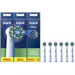 Oral-B | Replaceable toothbrush heads | EB50RX-6 Cross Action Pro | Heads | For adults | Number of brush heads included 6 | White