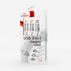 GEMBIRD CC-USB2-AM31-1M-S USB ėkrovimo combo 3-in-1 laidas, pilkas, 1m
